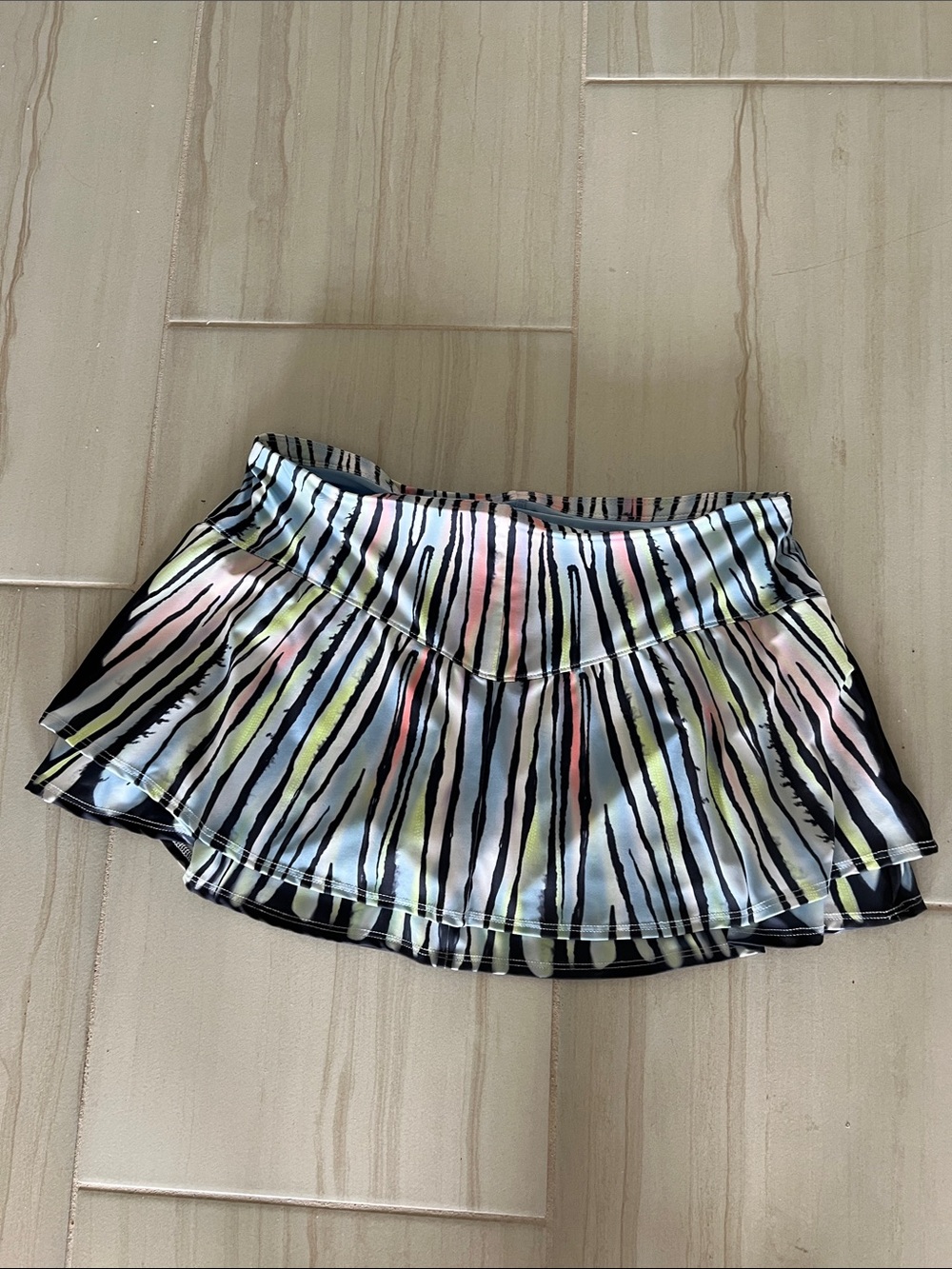 Lucky in Love Black Striped Multicolor Tennis Skirt